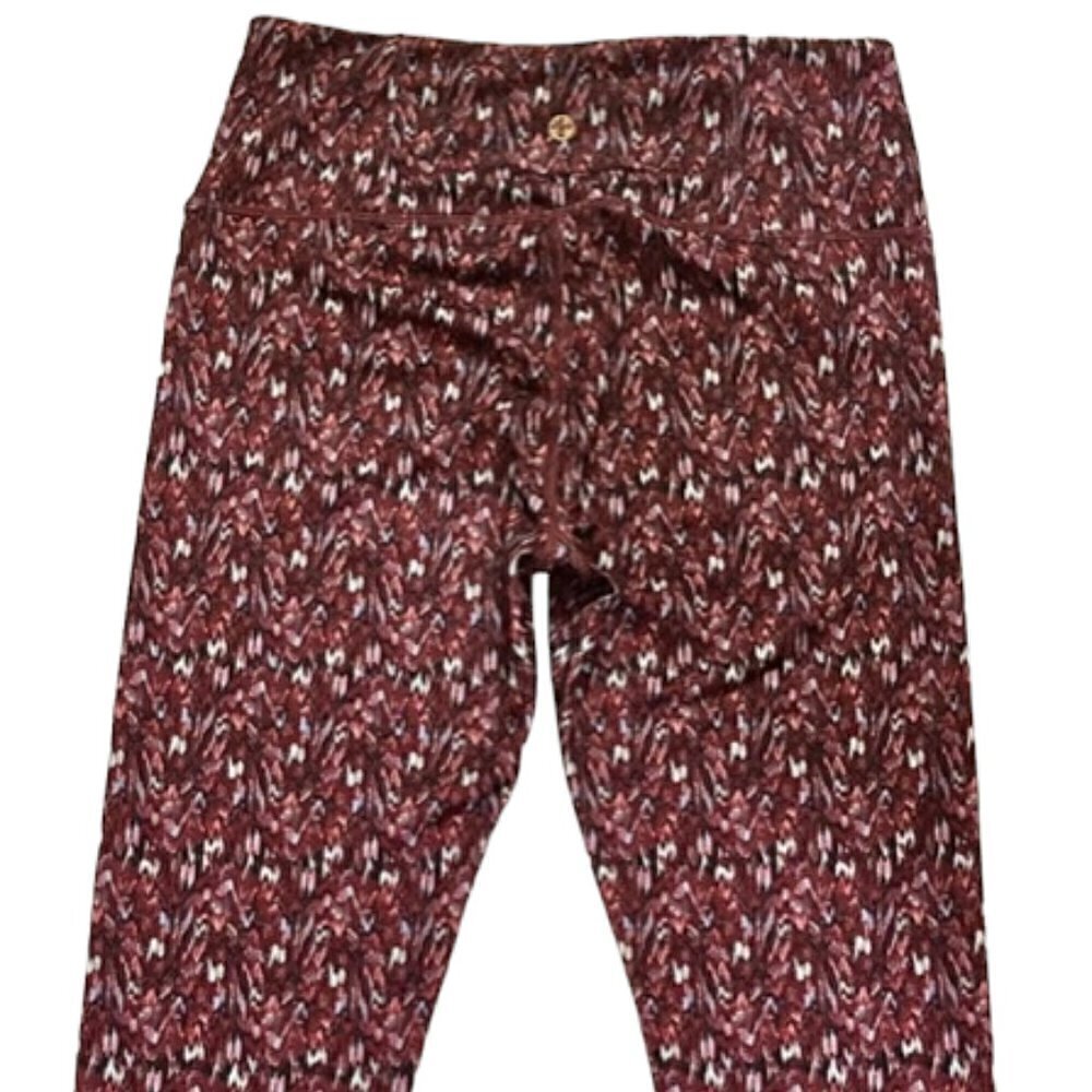 Manduka NWOT Women's Yoga Legging Essential Capri in Adaptation Print Burgundy M - Picture 12 of 14